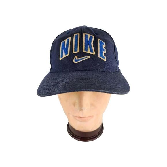 VTG 90’s NIKE Navy Blue Hook Loop Hat Wool Blend Cap Hats - Picture 1 of 10